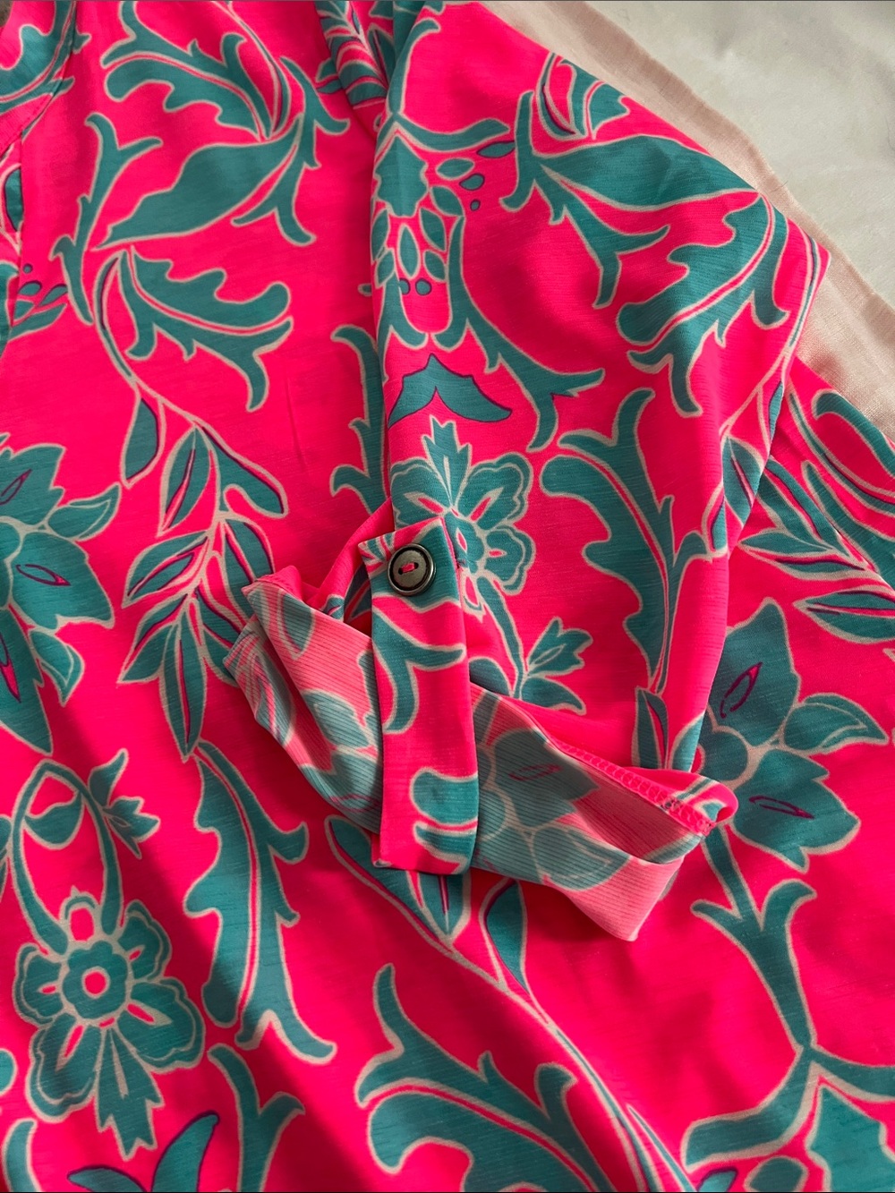 Hot Pink/Jade Blouse Medium - Picture 3 of 3